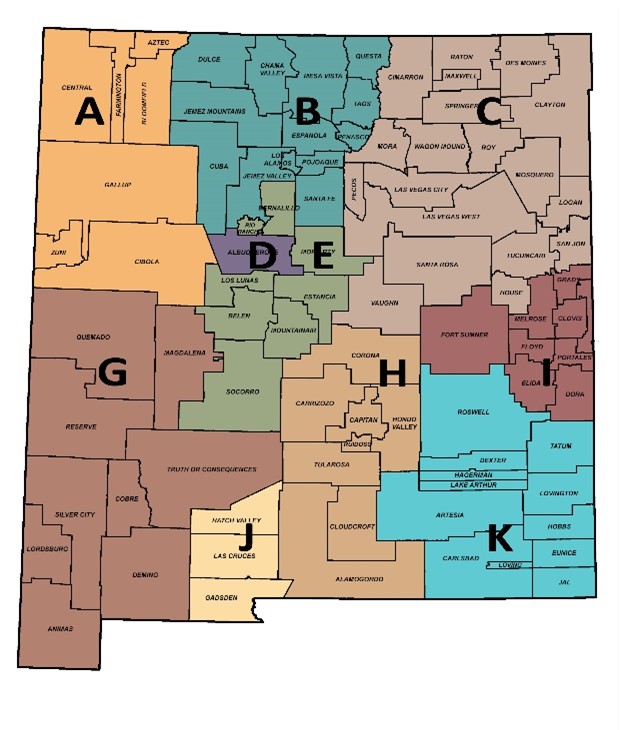Chart showing regions of new mexico, broken down by priority type