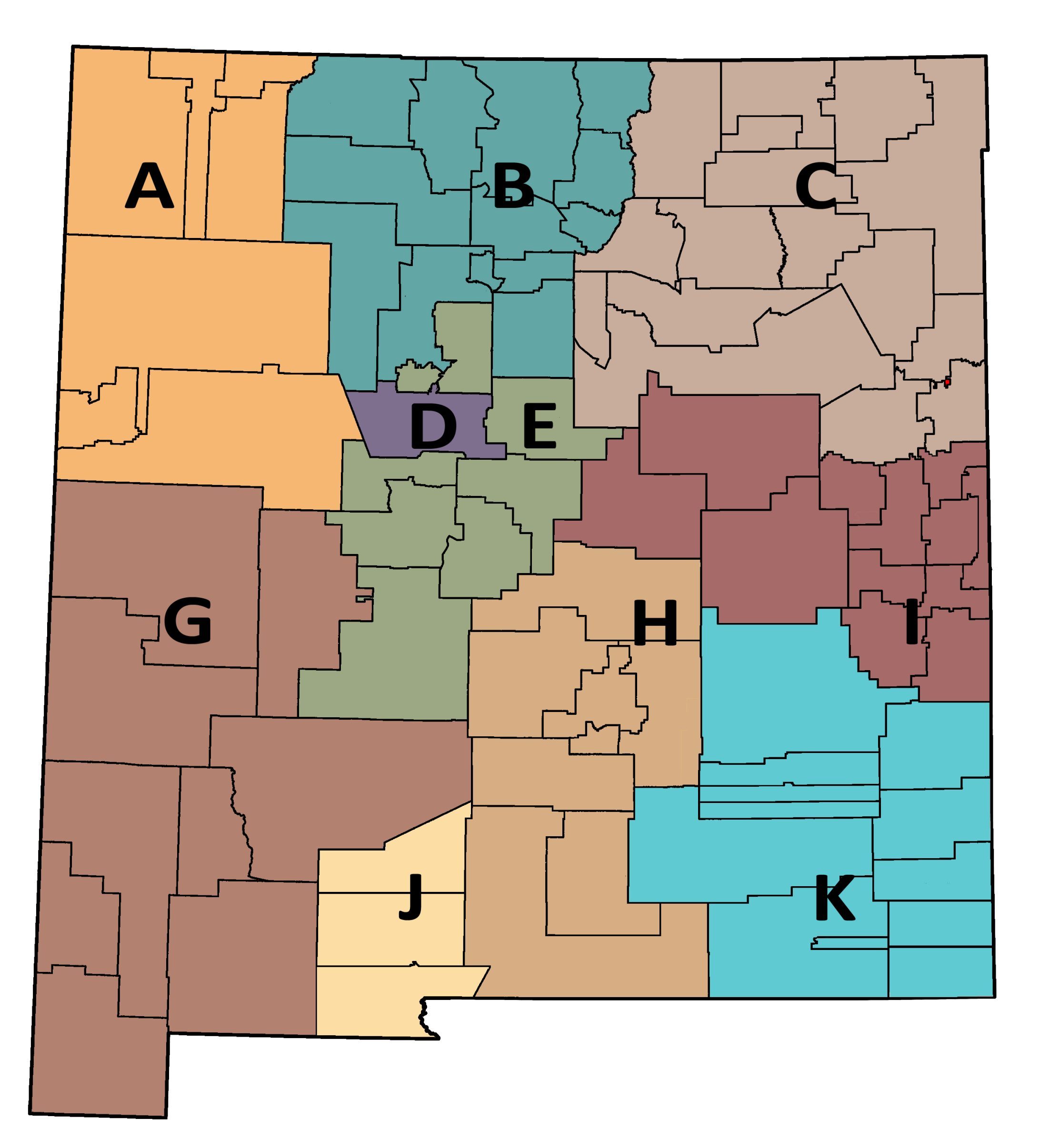Map of regions for ccrb