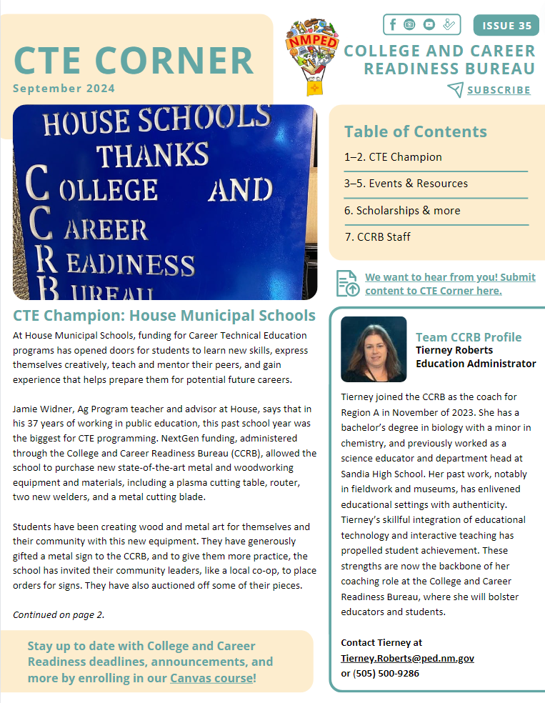 Cover of the September newsletter