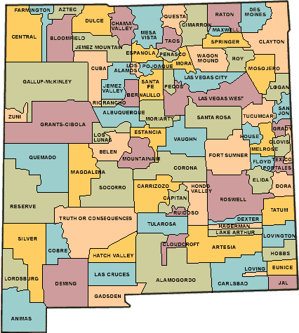 Map of districts in New Mexico